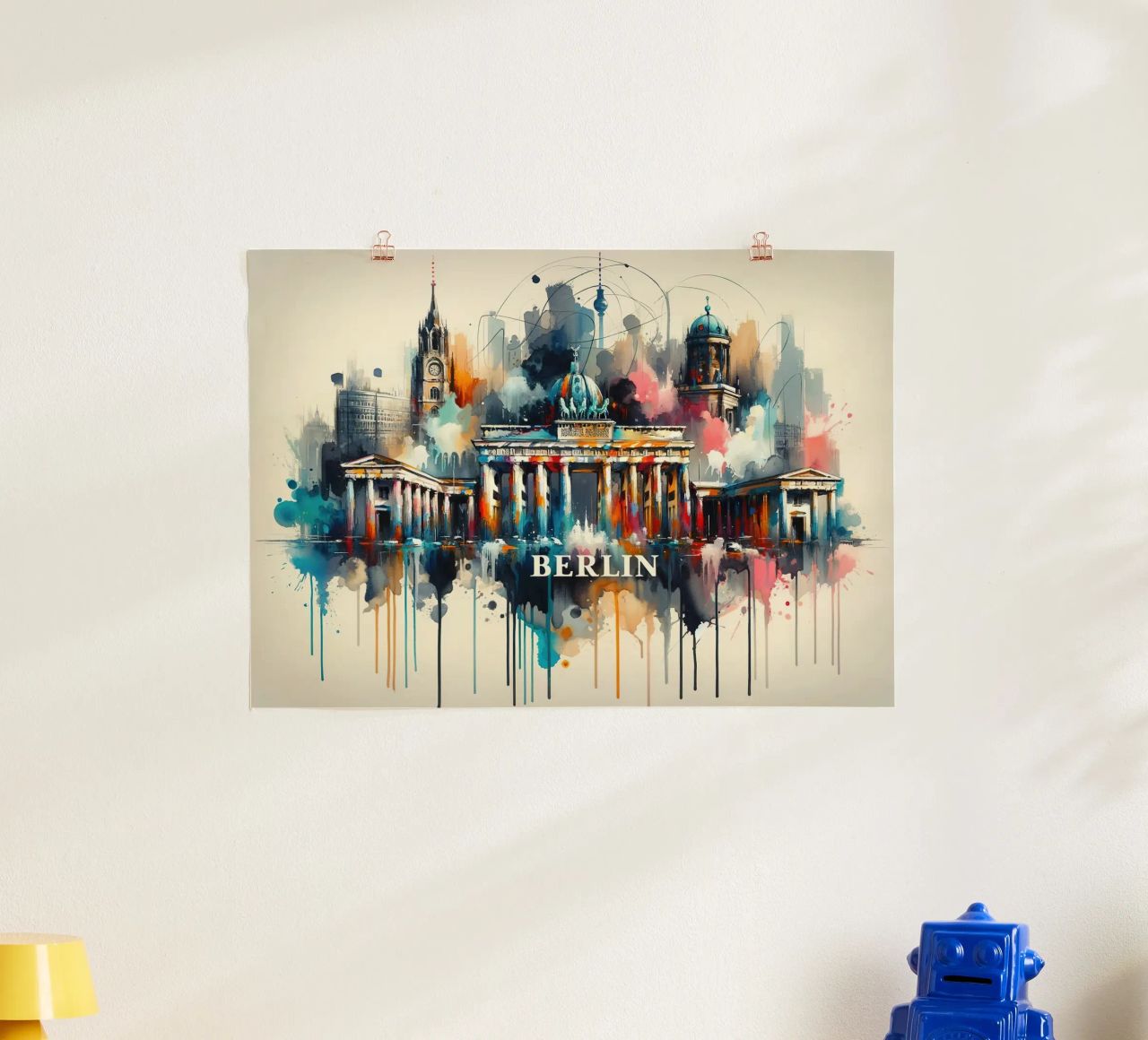 Aquarelle de la ligne d'horizon de Berlin poster de Chromatic Fusion Studio