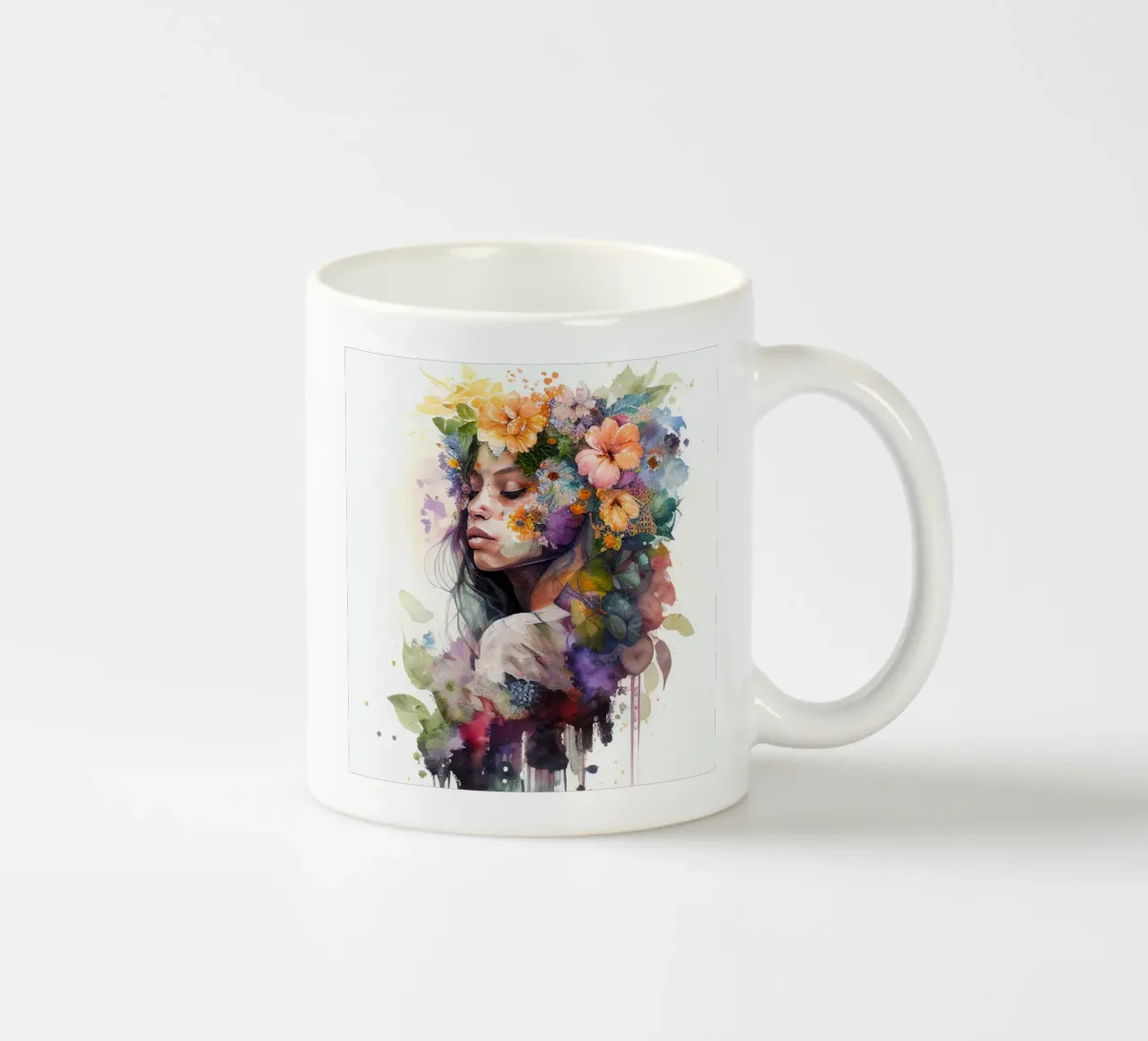 Acquerello Donna tropicale tazza in ceramica da Chromatic Fusion Studio
