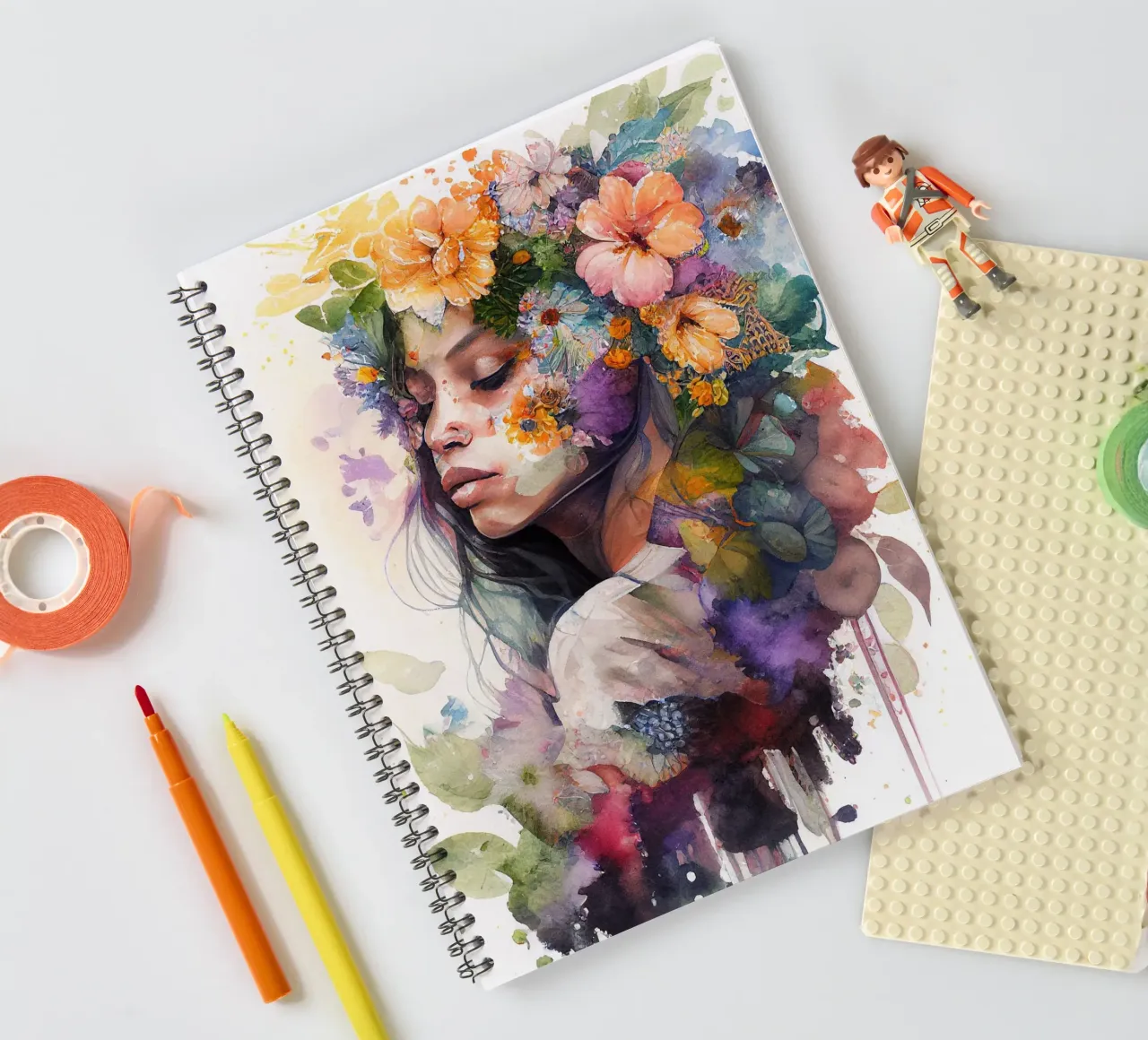Watercolor Tropical Woman spiral notebook by Chromatic Fusion Studio