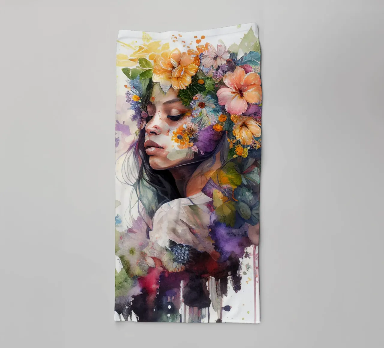 Acquerello Donna tropicale asciugamano da bagno da Chromatic Fusion Studio