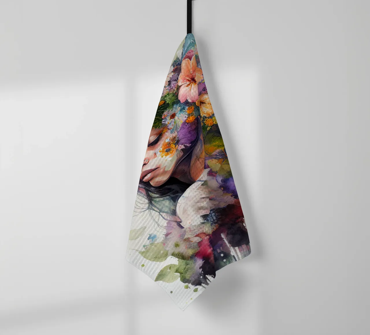 Acquerello Donna tropicale canovaccio da cucina da Chromatic Fusion Studio
