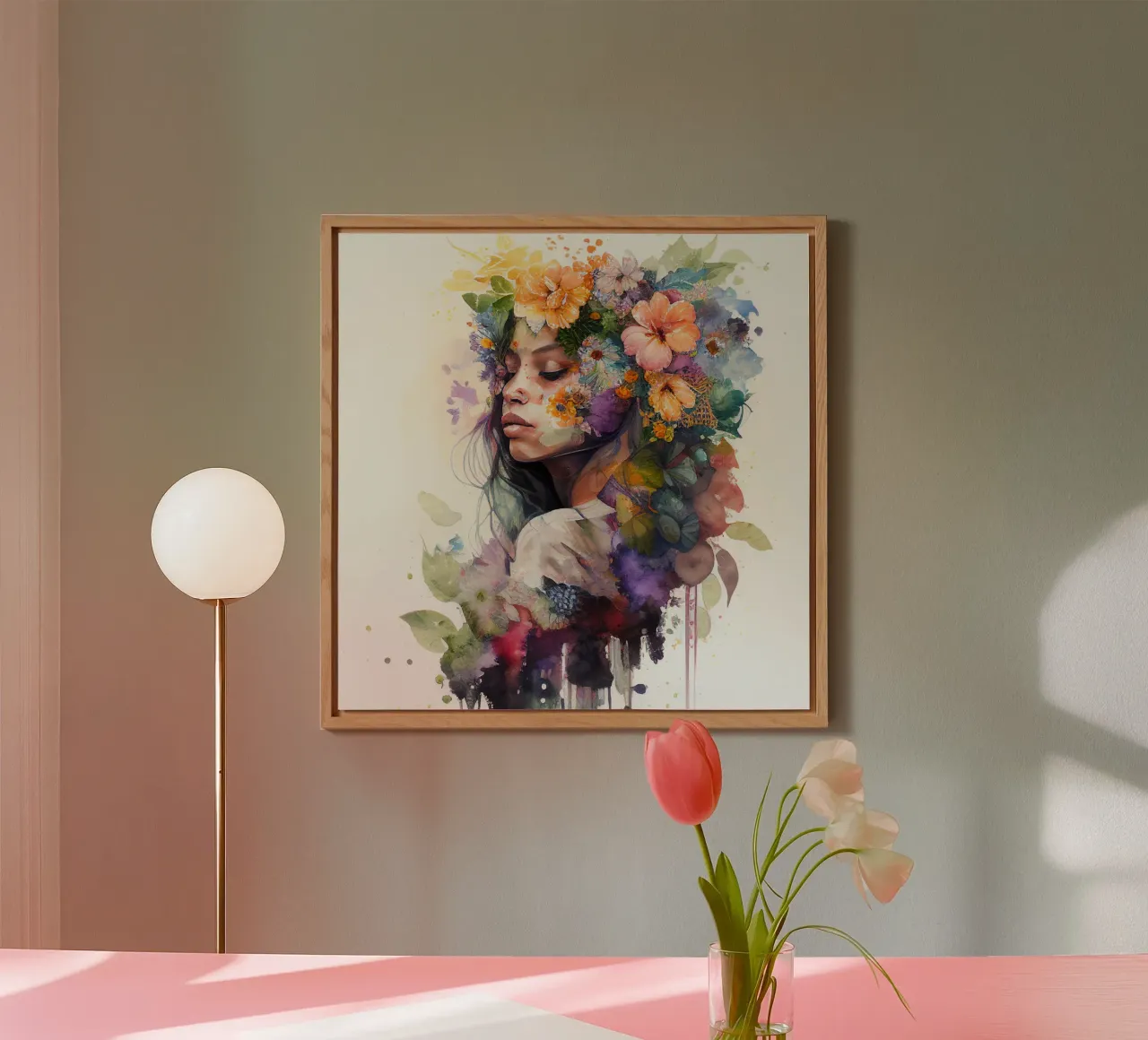 Watercolor Tropical Woman forex plate by Chromatic Fusion Studio