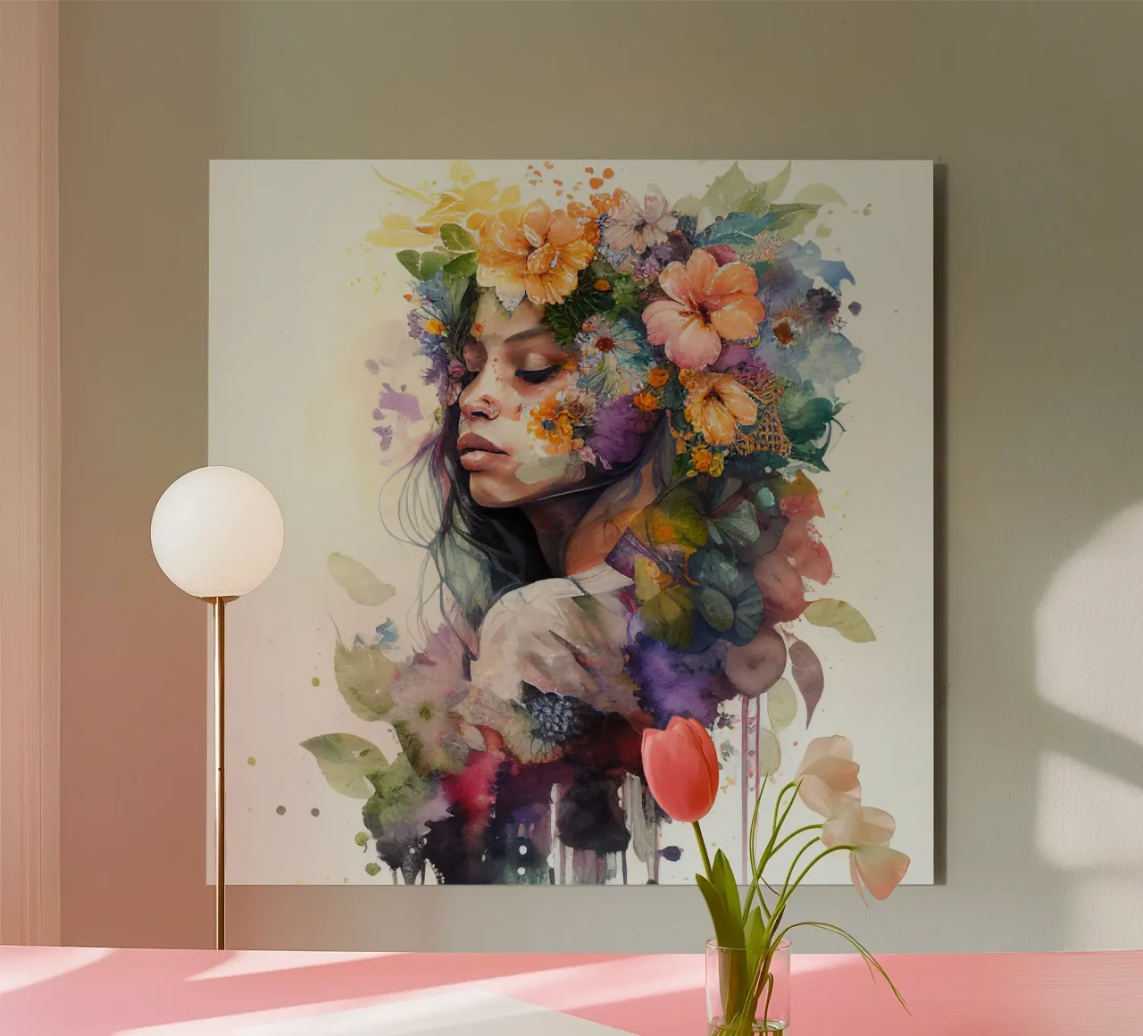 Watercolor Tropical Woman forex plate by Chromatic Fusion Studio