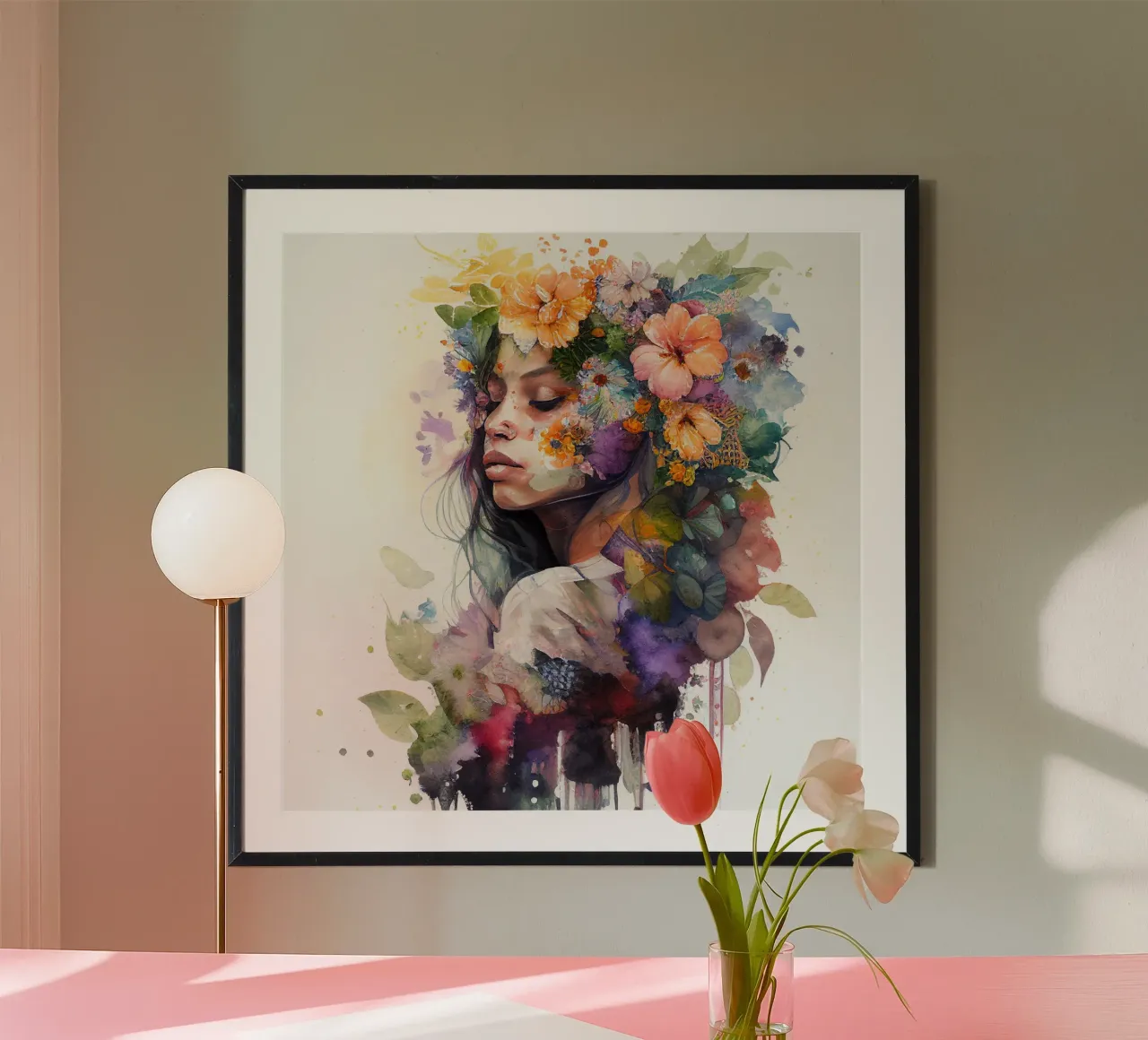 Aquarell Tropische Frau Hahnemühle von Chromatic Fusion Studio