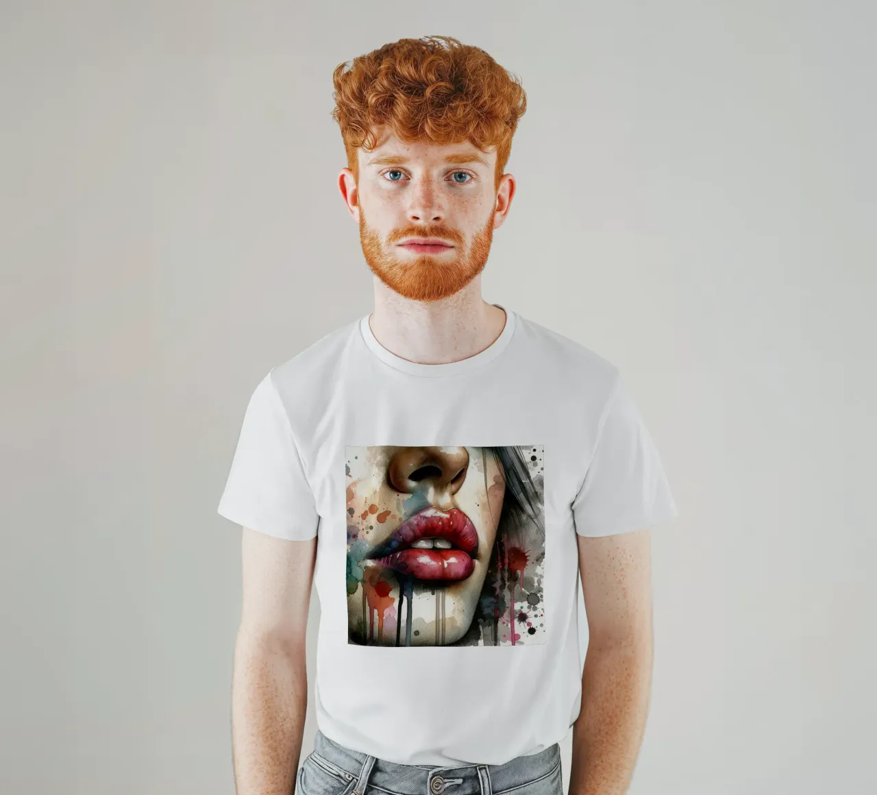 Acuarela Labios Mujer camiseta de Chromatic Fusion Studio