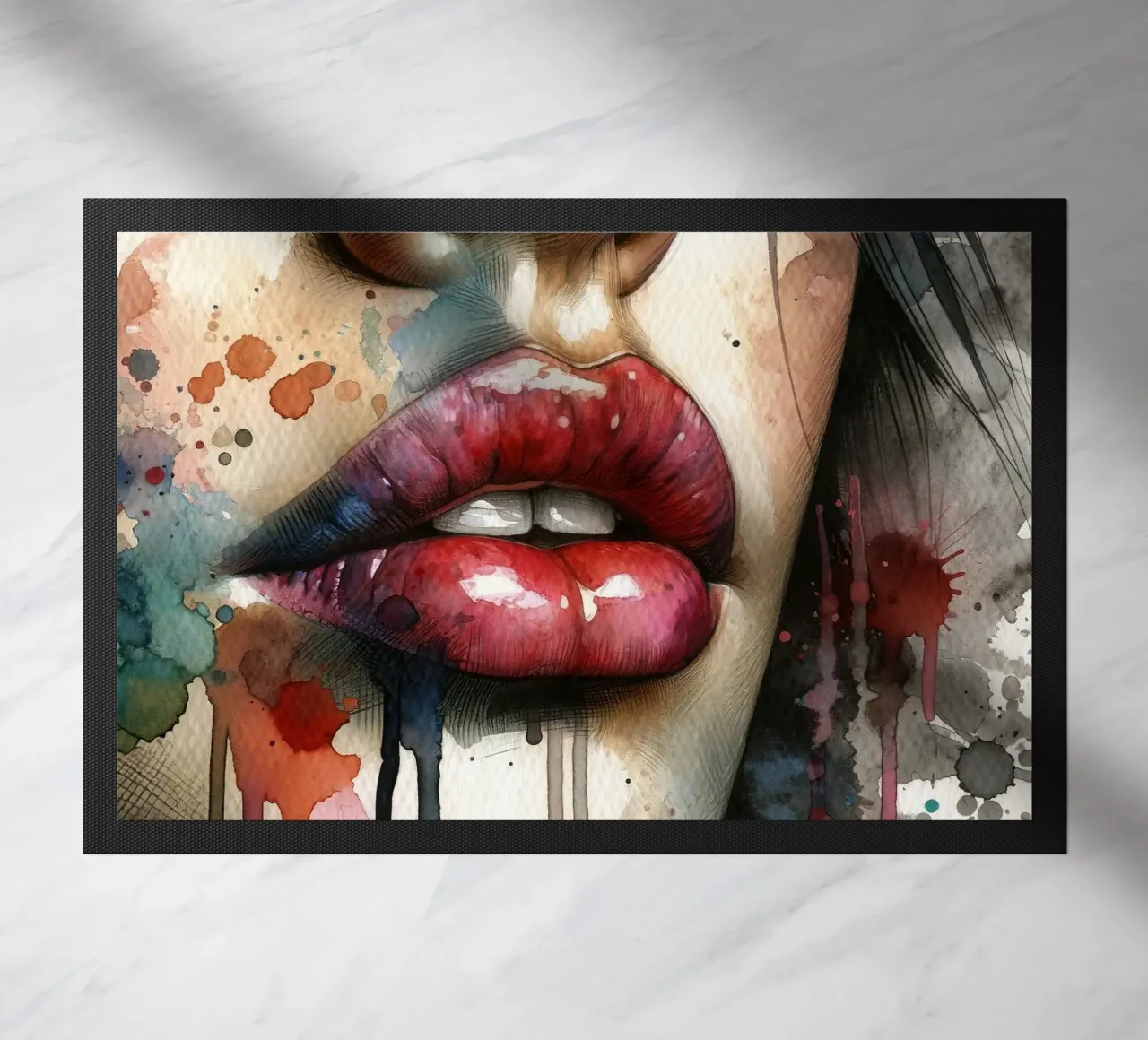 Labbra di donna acquerellate zerbino da Chromatic Fusion Studio