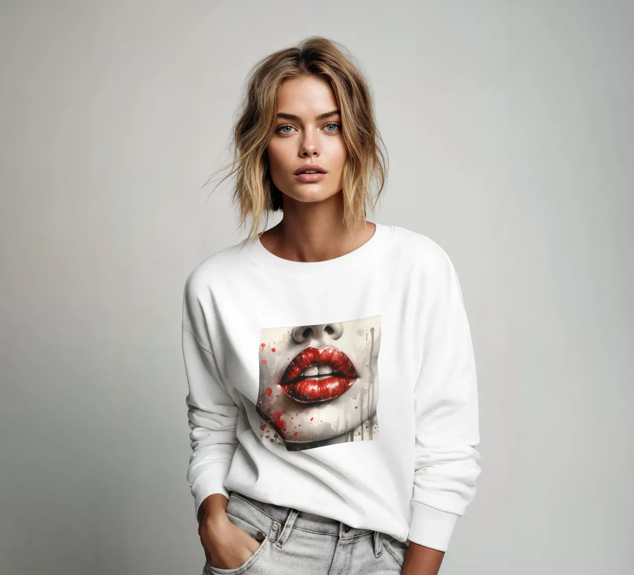 Labbra di donna acquerellate felpa da Chromatic Fusion Studio
