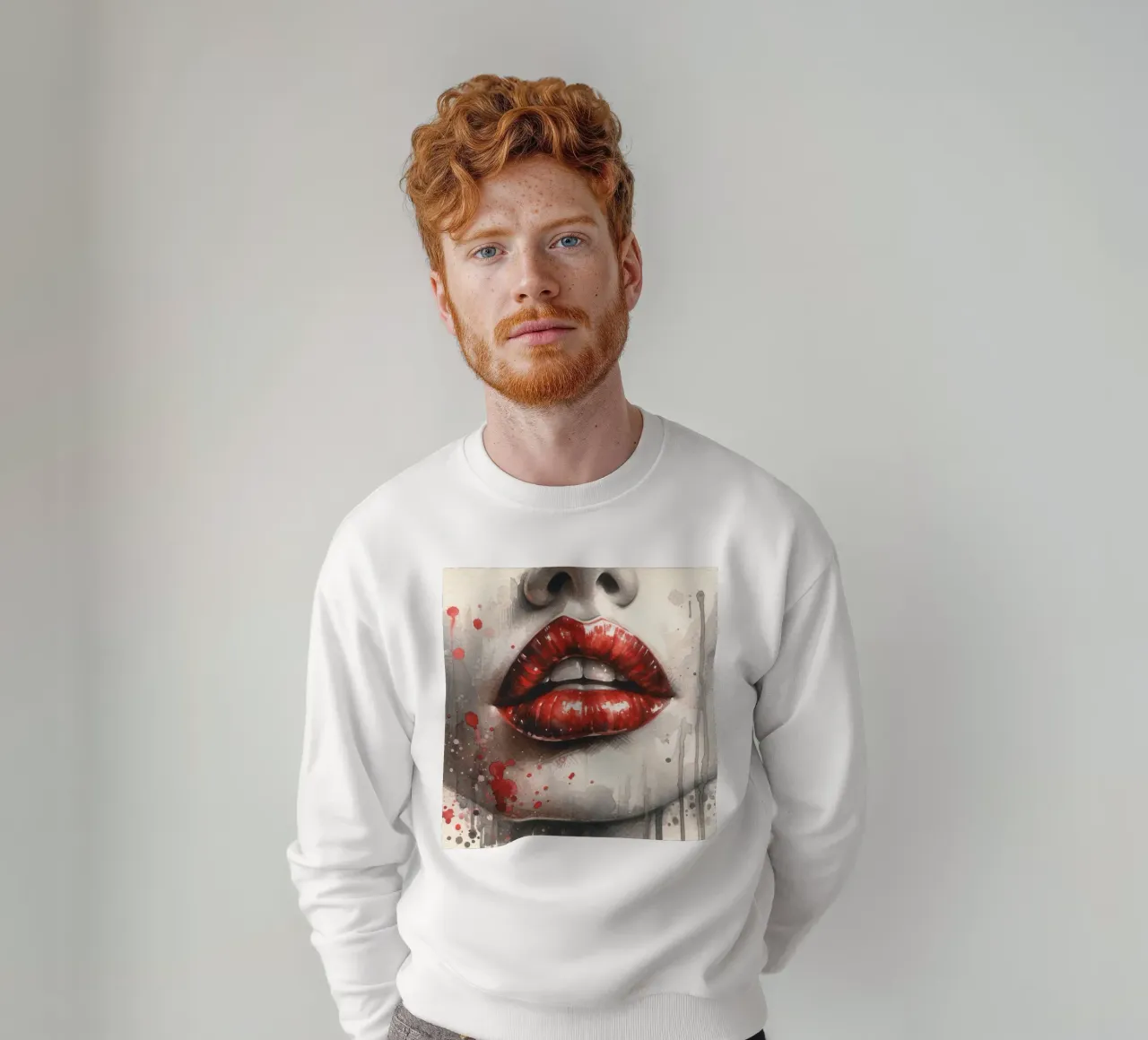 Labbra di donna acquerellate felpa da Chromatic Fusion Studio