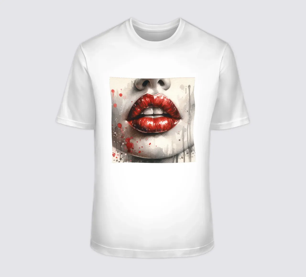 Labbra di donna acquerellate t-shirt da Chromatic Fusion Studio