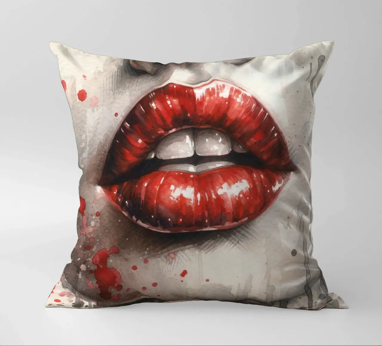 Labbra di donna acquerellate cuscino da Chromatic Fusion Studio