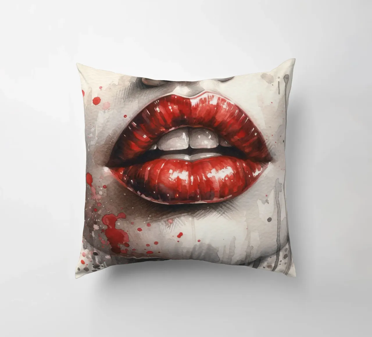 Labbra di donna acquerellate cuscino da Chromatic Fusion Studio