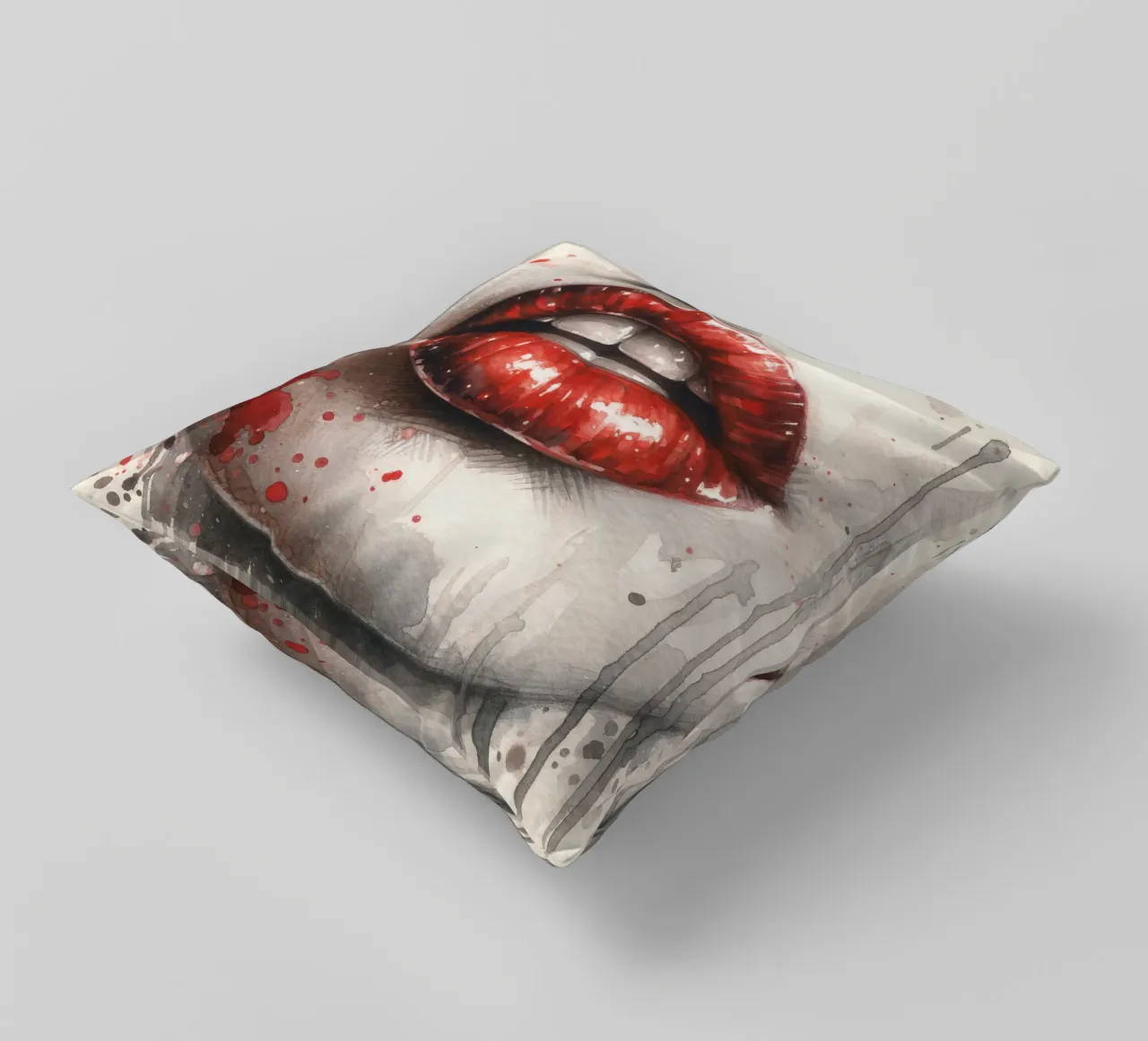 Labbra di donna acquerellate cuscino da Chromatic Fusion Studio