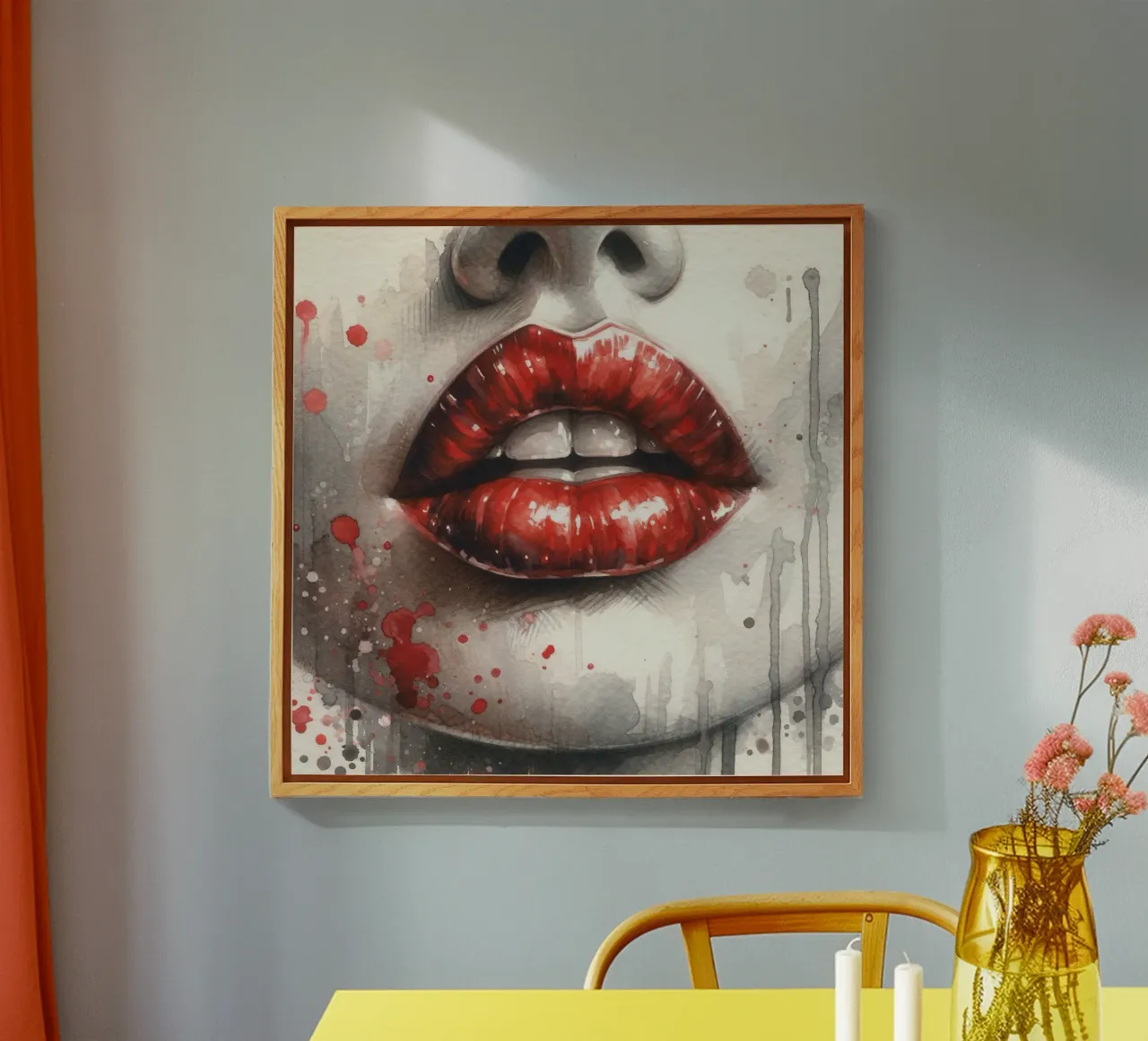 Labbra di donna acquerellate plexiglass da Chromatic Fusion Studio