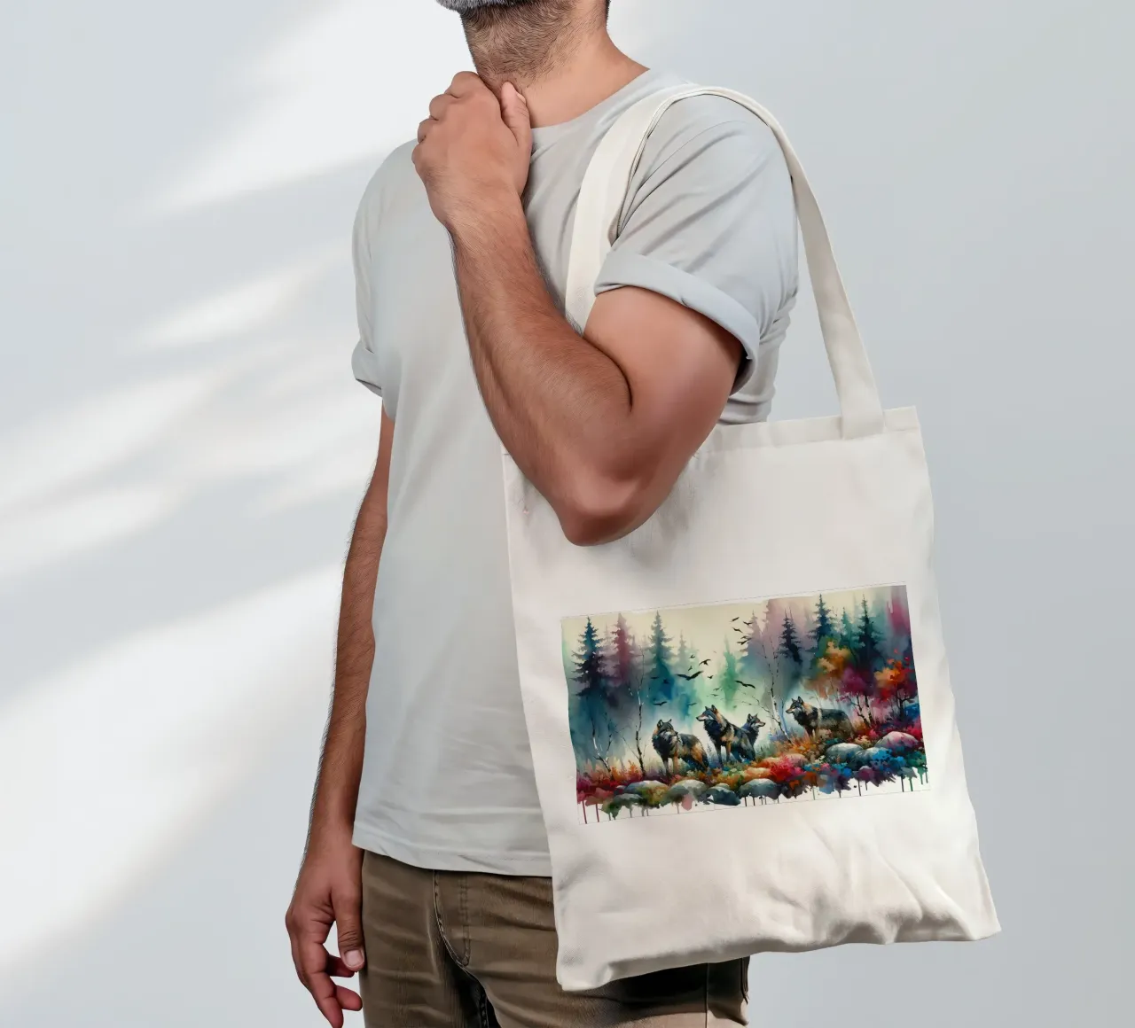 Wilderness Melody the Wolves tote bag by Chromatic Fusion Studio