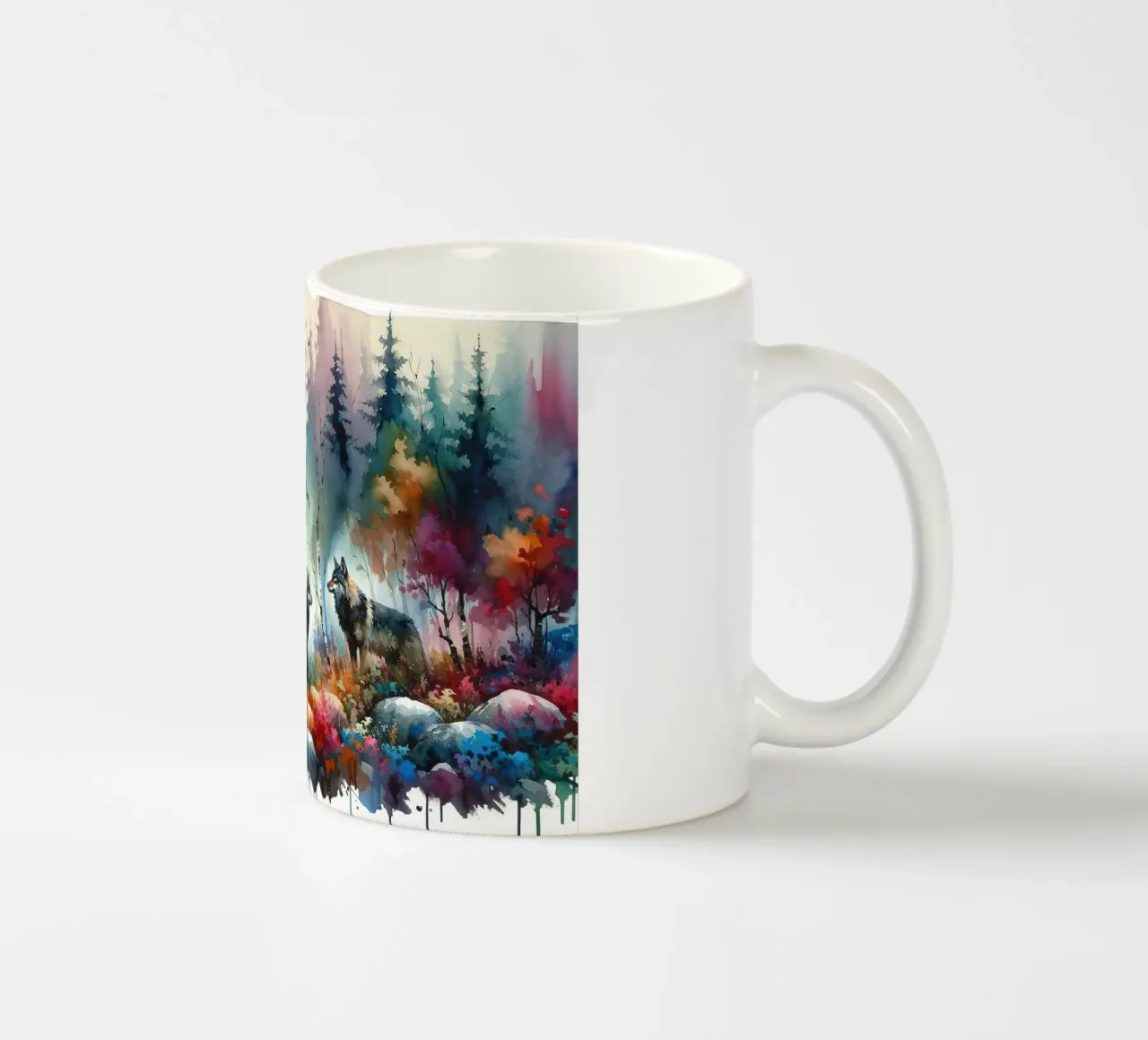 Melodie der Wölfe in der Wildnis Keramik Tasse von Chromatic Fusion Studio