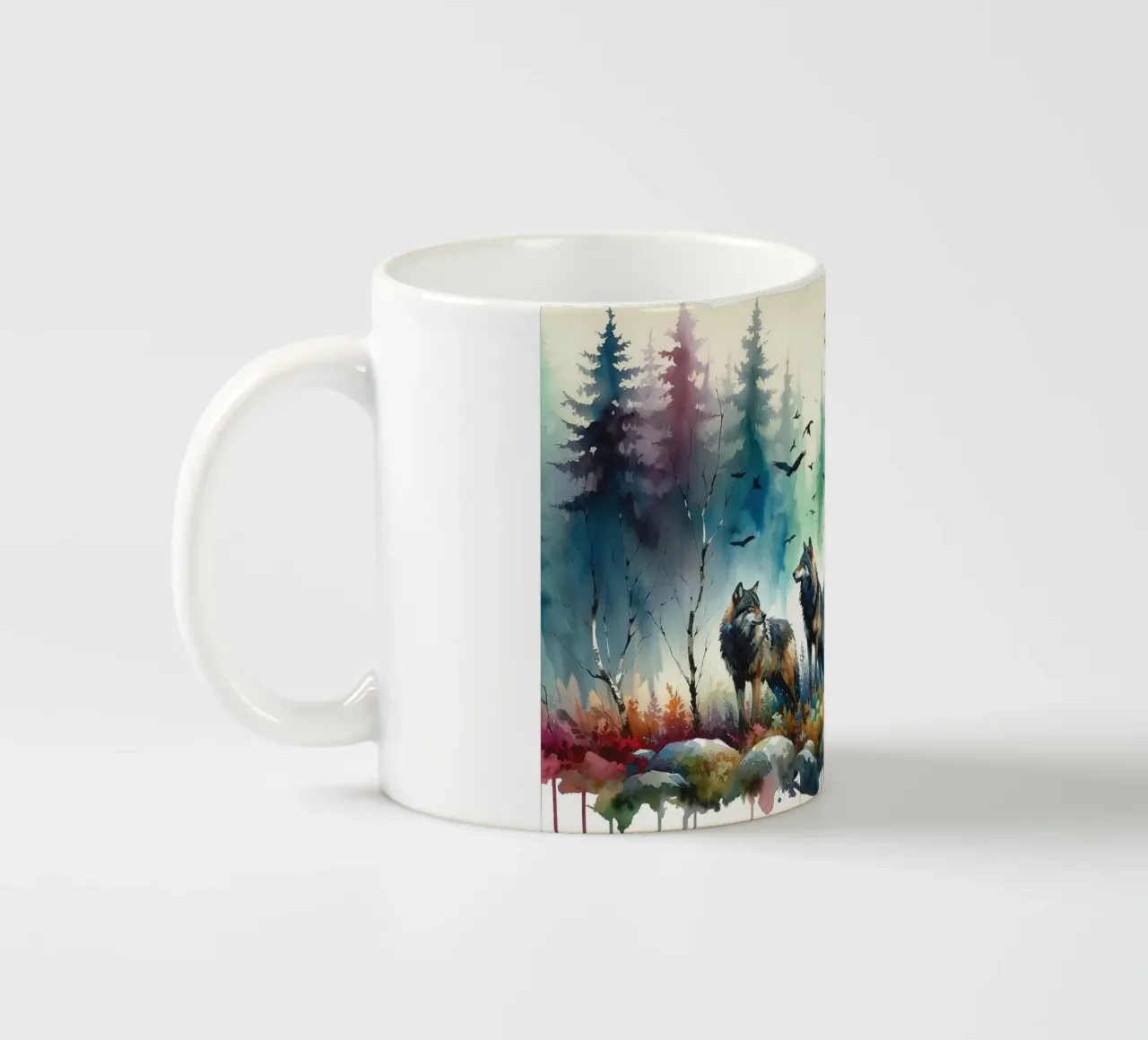 Melodie der Wölfe in der Wildnis Keramik Tasse von Chromatic Fusion Studio