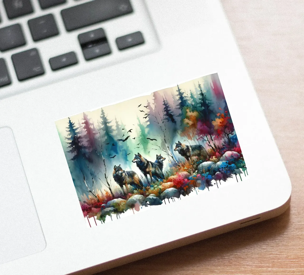 Wildernis melodie de wolven sticker van Chromatic Fusion Studio