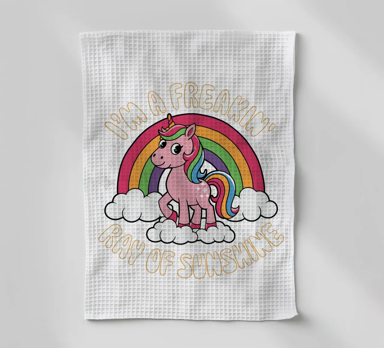 I'm a freakin' ray of sunshine tea towel by edsonramosart