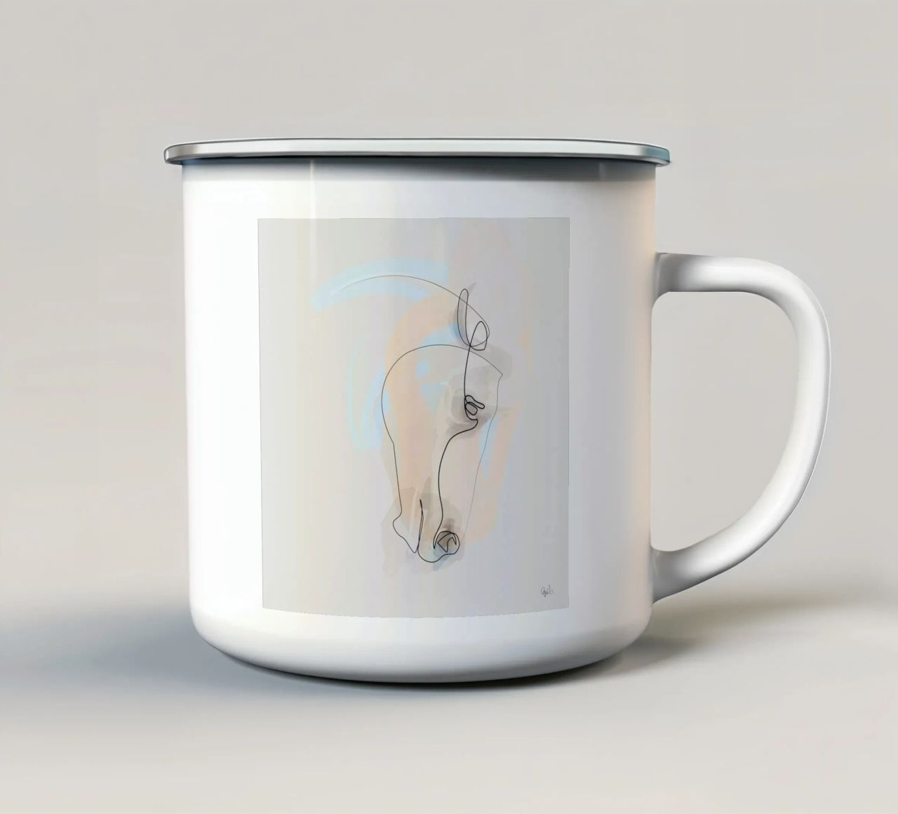 One Line Horse tazza in smalto da Quibe