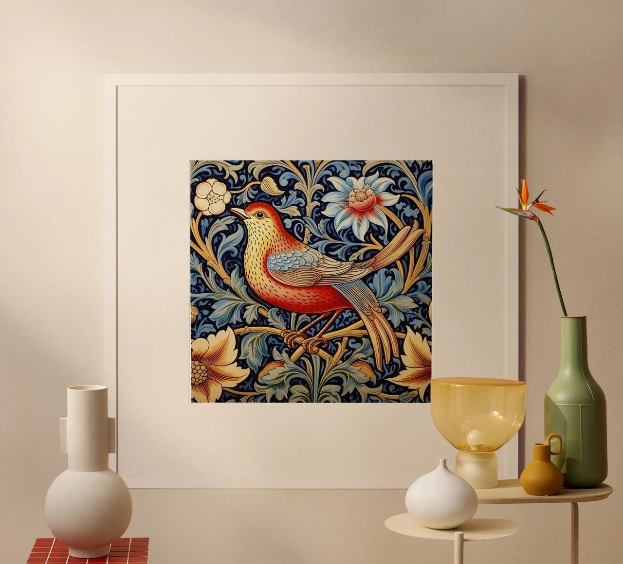 William Morris "Feathered Dreams" poster by Botanical Art Studio