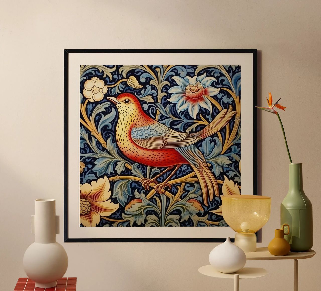 William Morris "Feathered Dreams" poster by Botanical Art Studio