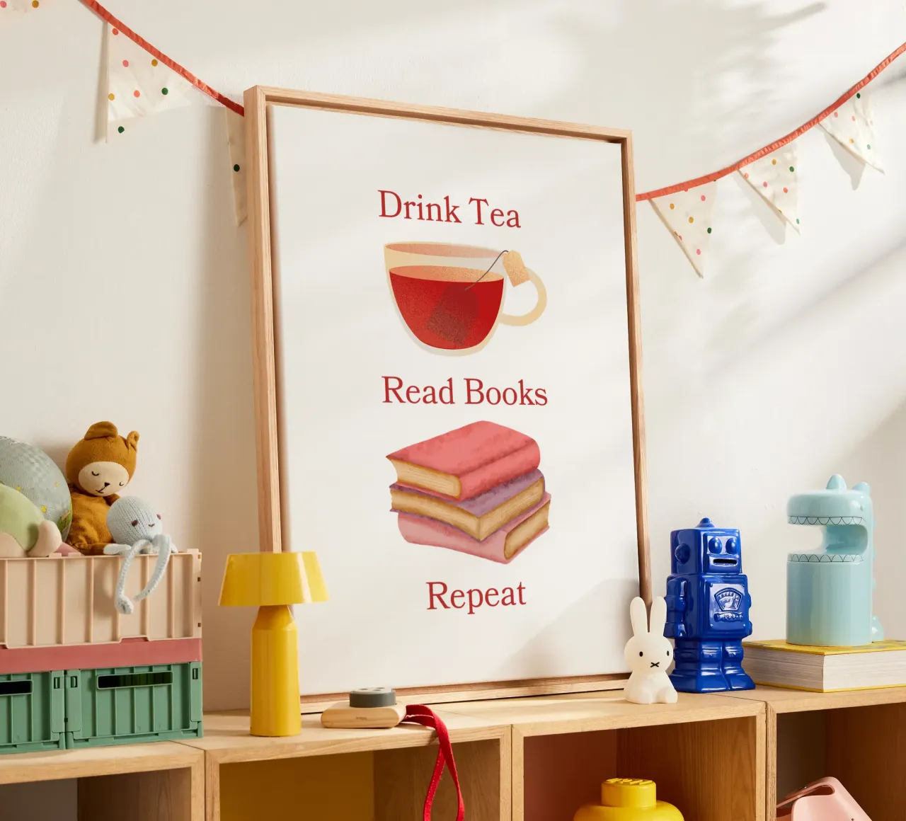 Drink Tea Read Books Repeat tela da FABOArt