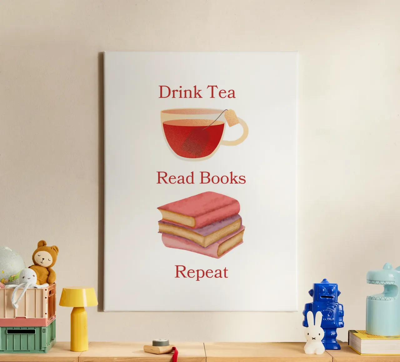 Drink Tea Read Books Repeat tela da FABOArt