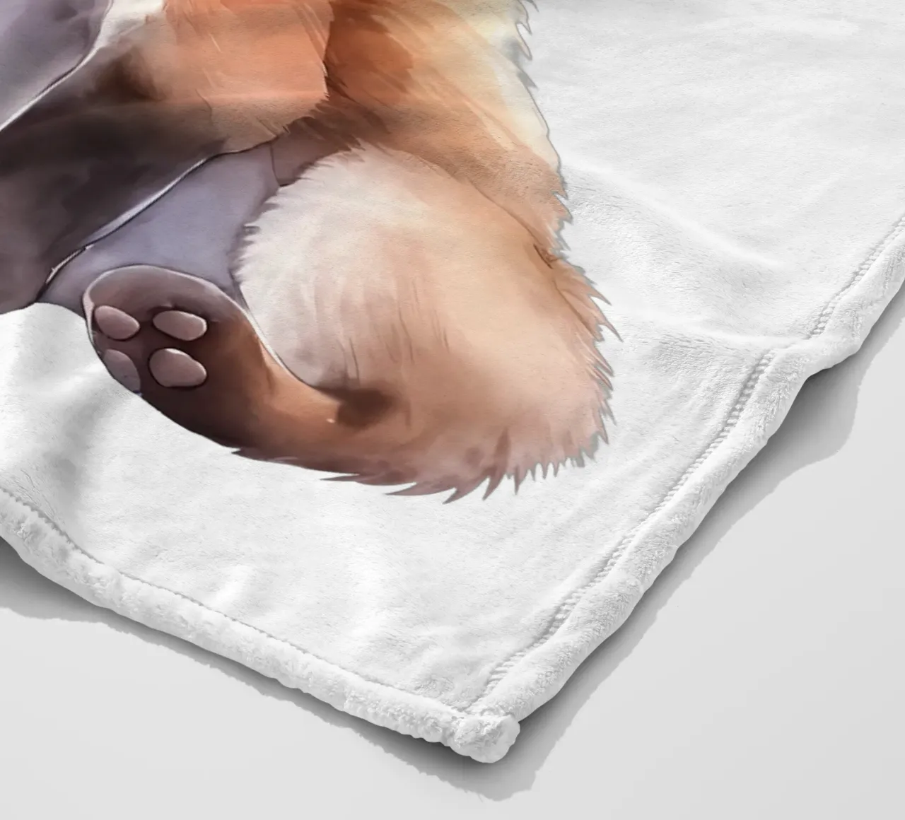 Simpatica volpe acquerellata con corona di fiori, stampa per l'asilo nido coperta in pile da Little Lila