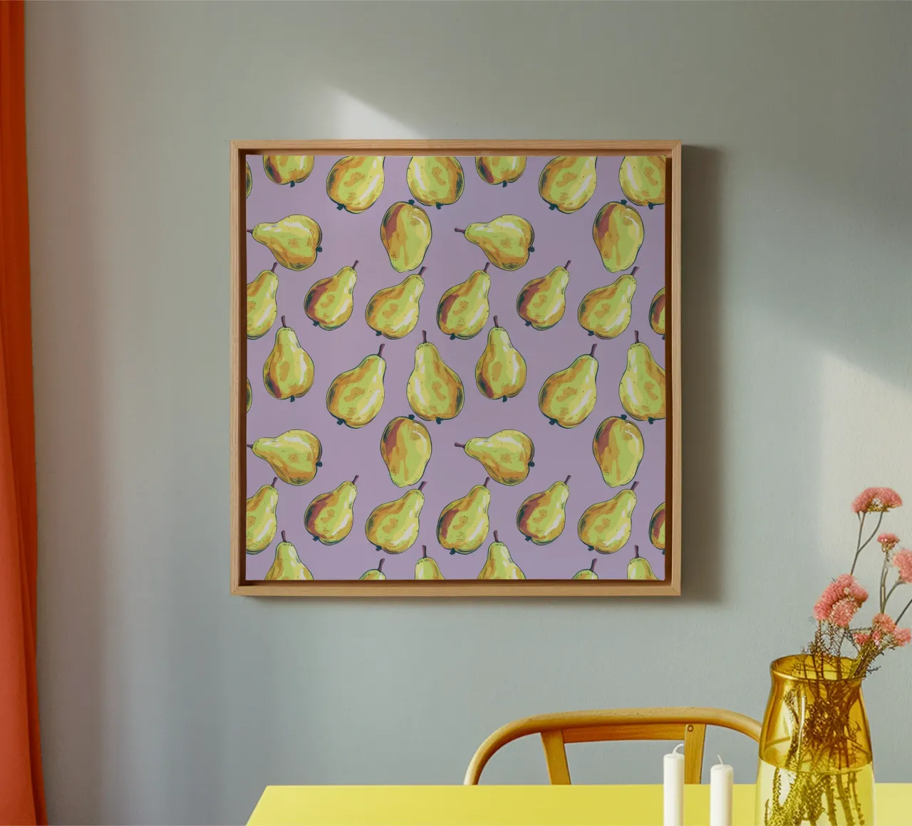 Gele peer collectie canvas met Baklijst van Cat Grafic Design