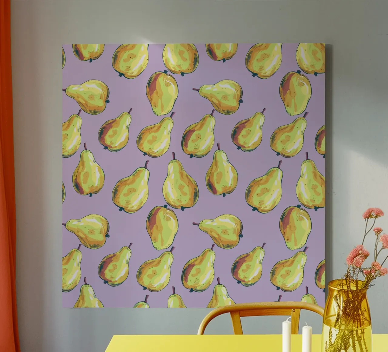 Gele peer collectie canvas met Baklijst van Cat Grafic Design