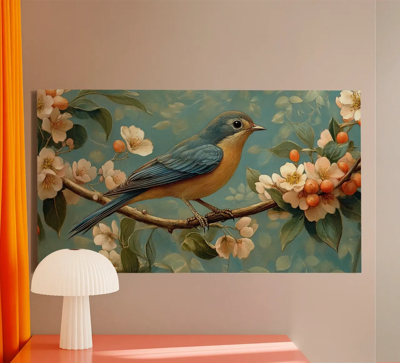 William Morris "Foliage and flapping wings" canvas with Floater frame by Botanical Art Studio