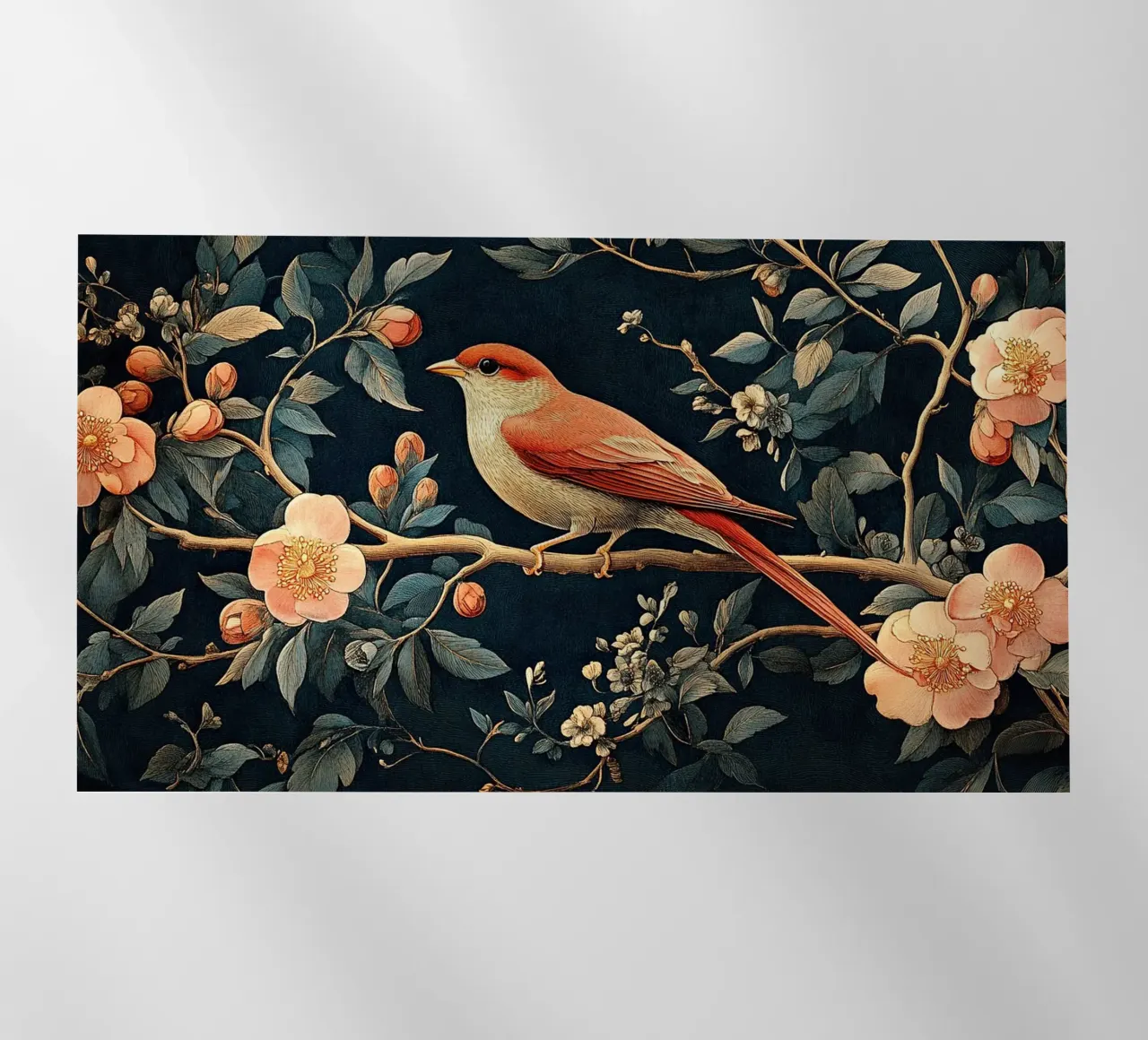 William Morris "Tra i viticci e le piume" pellicola backlit da Botanical Art Studio