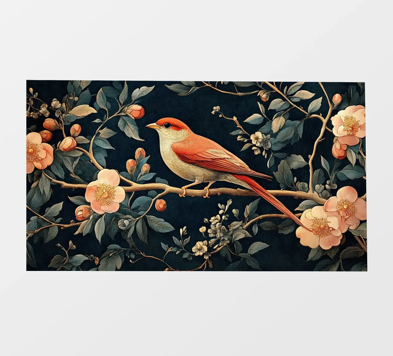 William Morris "Tra i viticci e le piume" pellicola backlit da Botanical Art Studio