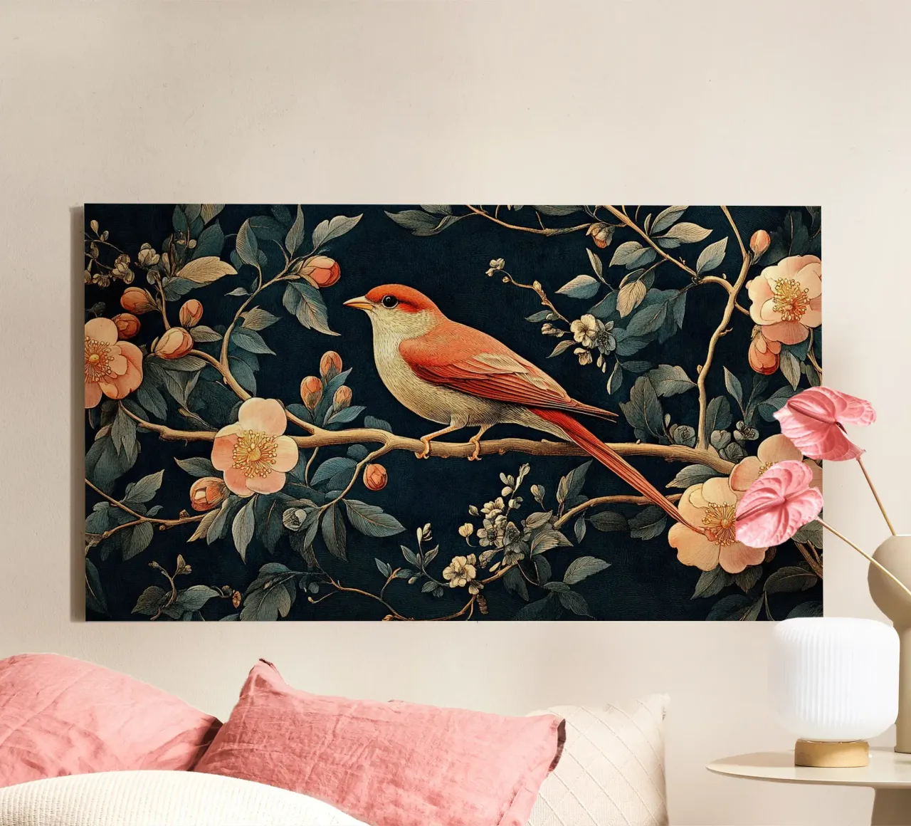 William Morris "Tra i viticci e le piume" tela con Cornice a cassetta da Botanical Art Studio