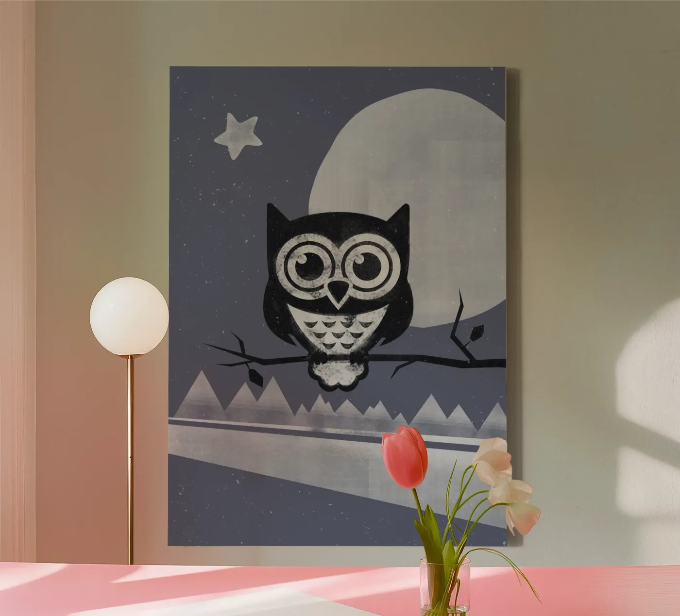 Winter Eule canvas van lazydaypaper