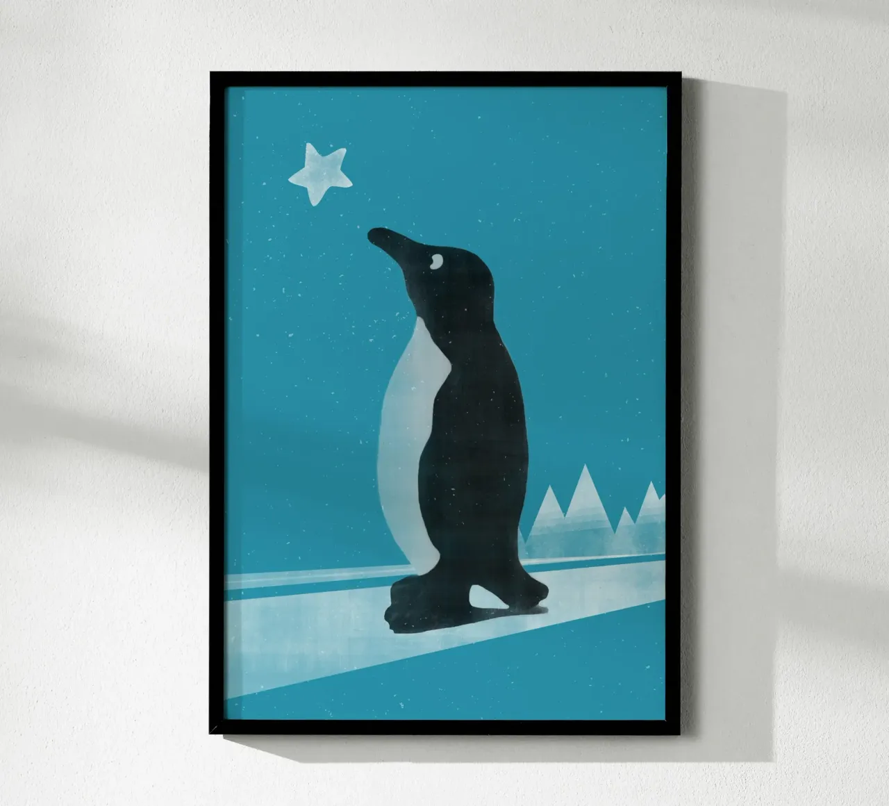 Winter Pinguin poster con telaio in legno da lazydaypaper