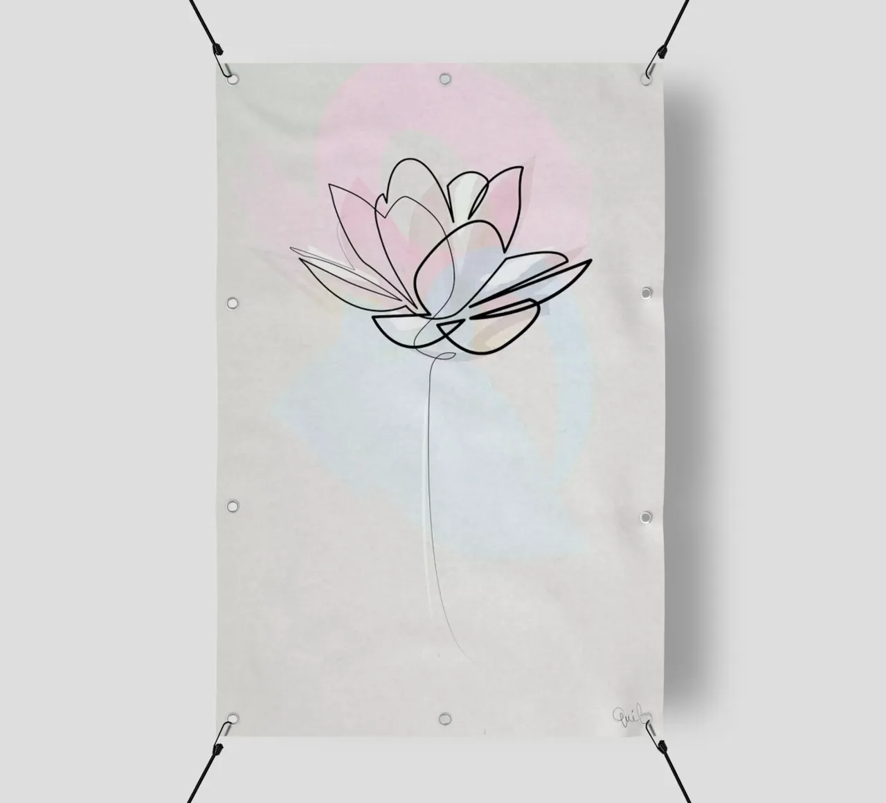 One Line Lotus pvc cover by Quibe