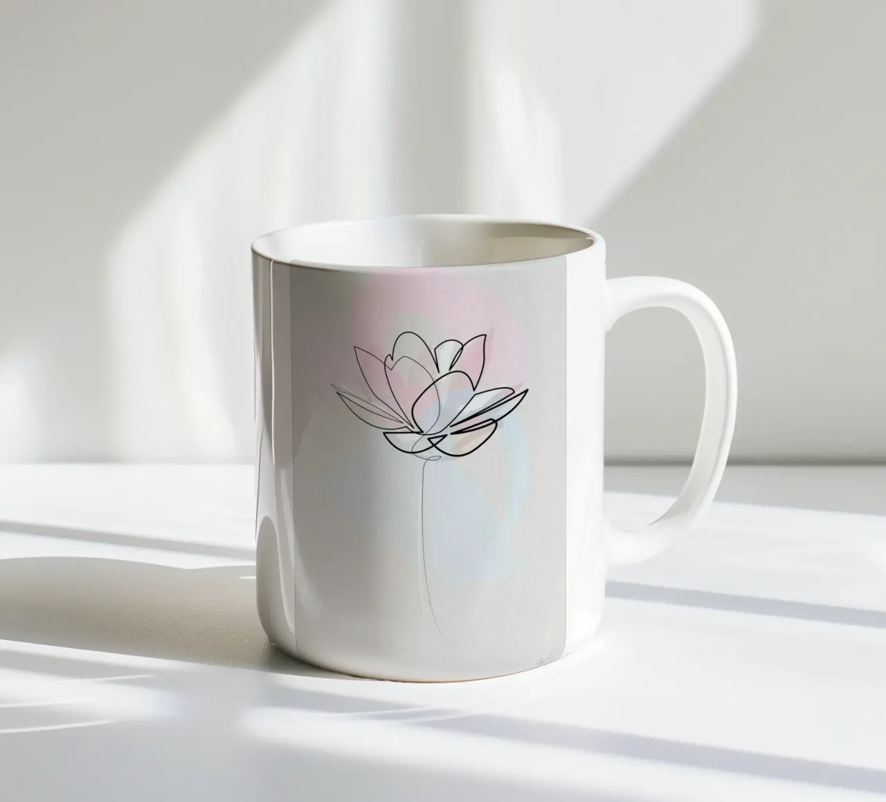 One Line Lotus Keramik Tasse von Quibe