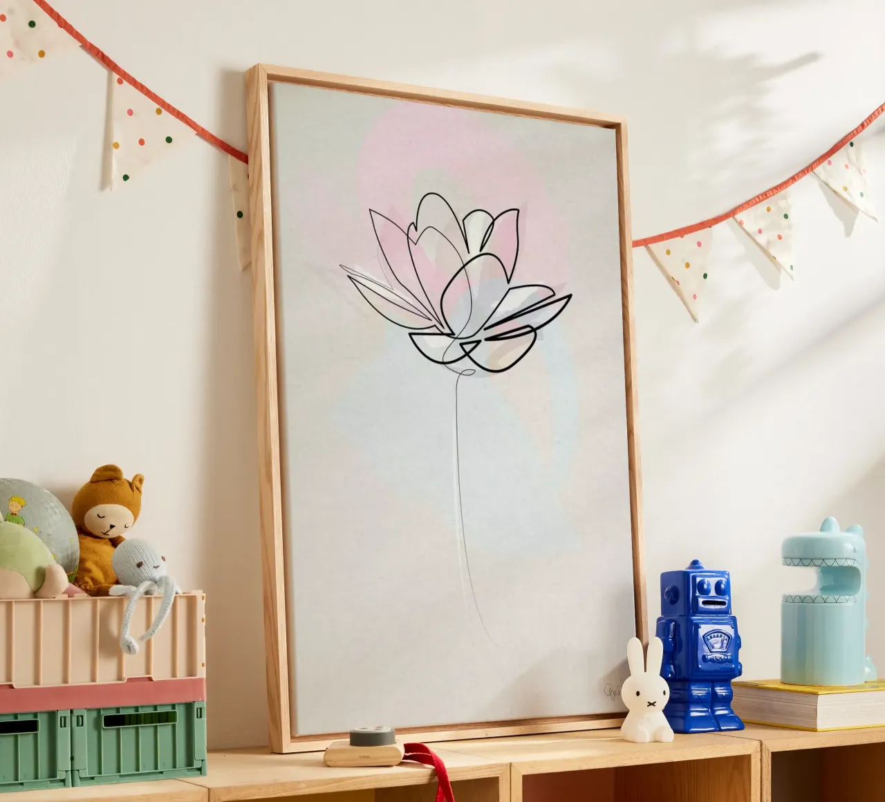 One Line Lotus tela con Cornice a cassetta da Quibe