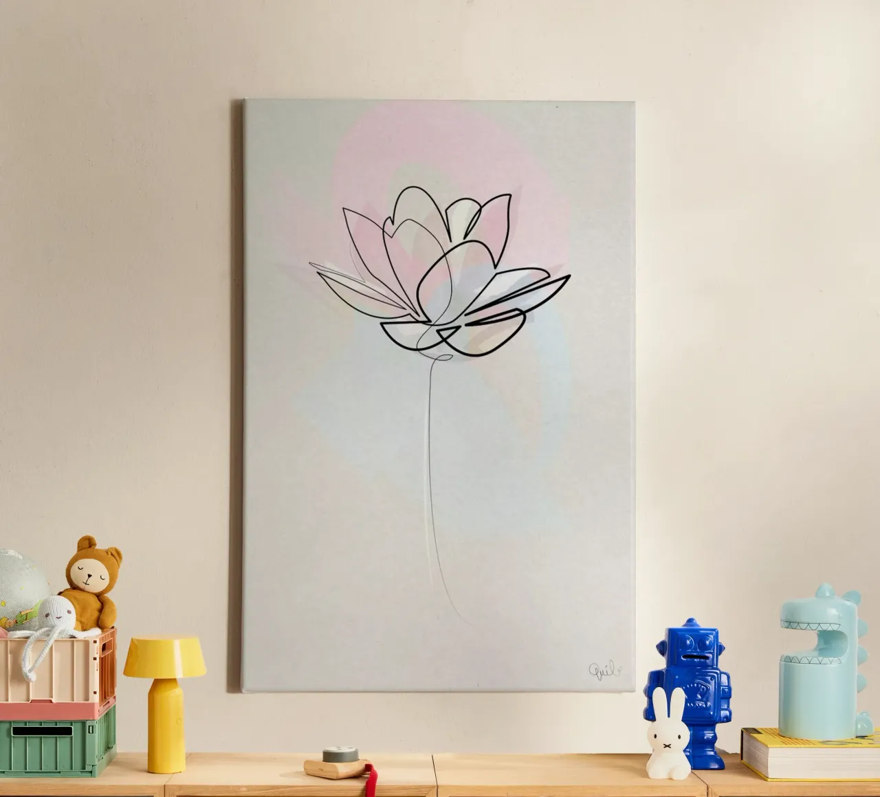 One Line Lotus tela con Cornice a cassetta da Quibe