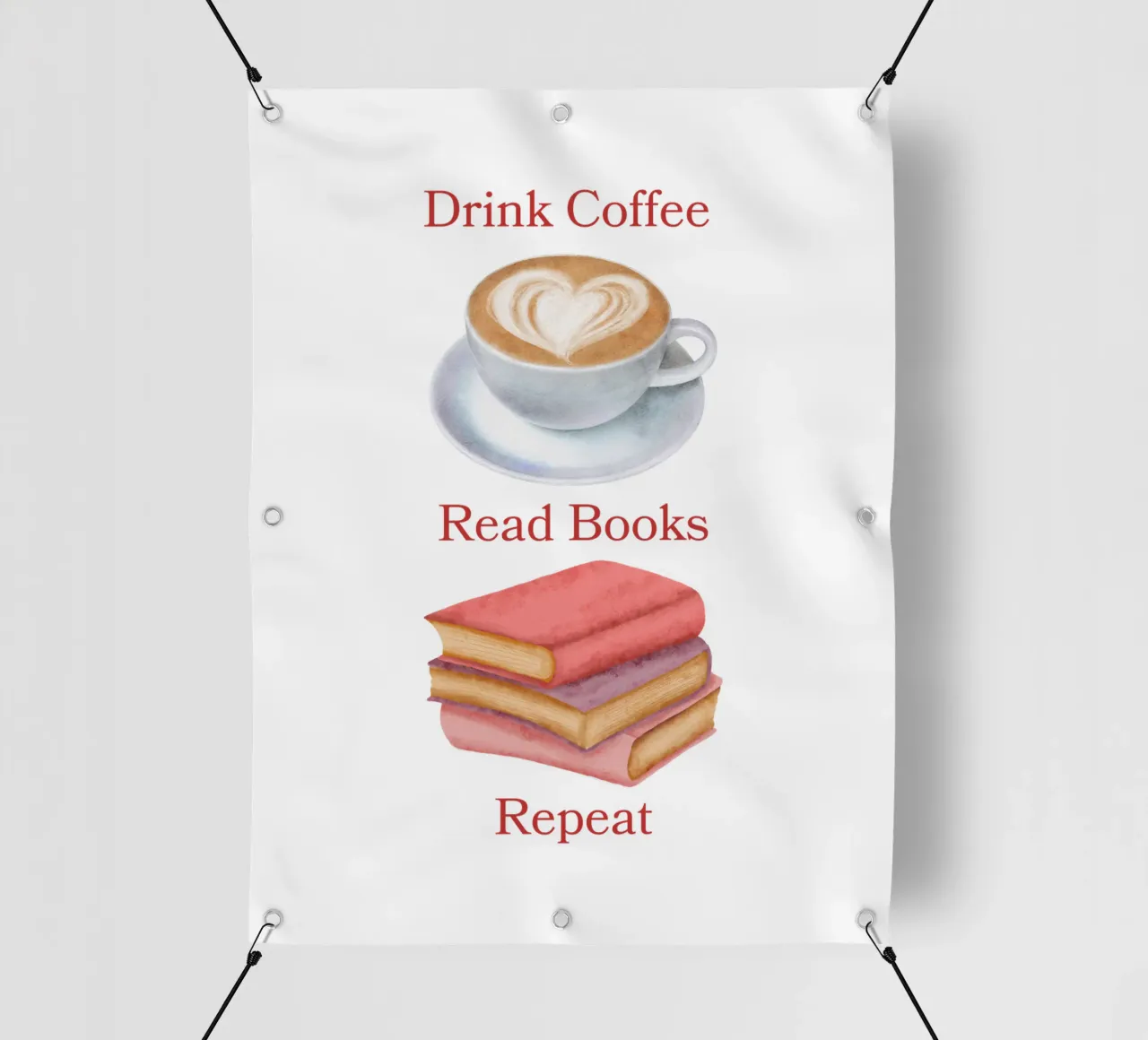 Drink Coffee Read Books Repeat telo in pvc da FABOArt
