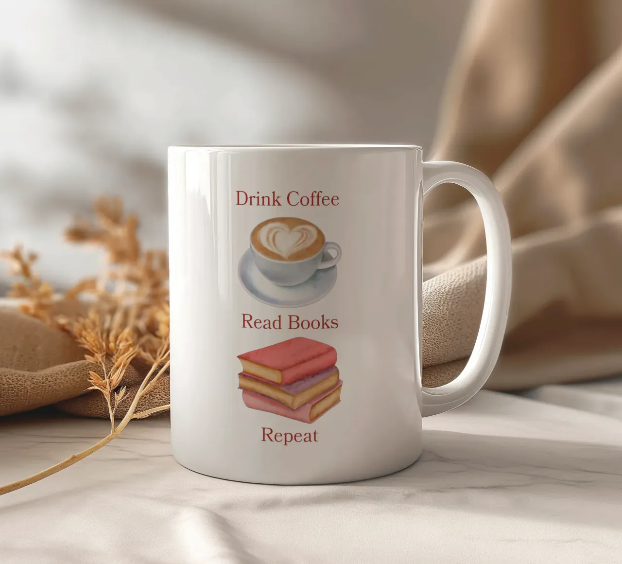 Drink Coffee Read Books Repeat tazza in ceramica da FABOArt