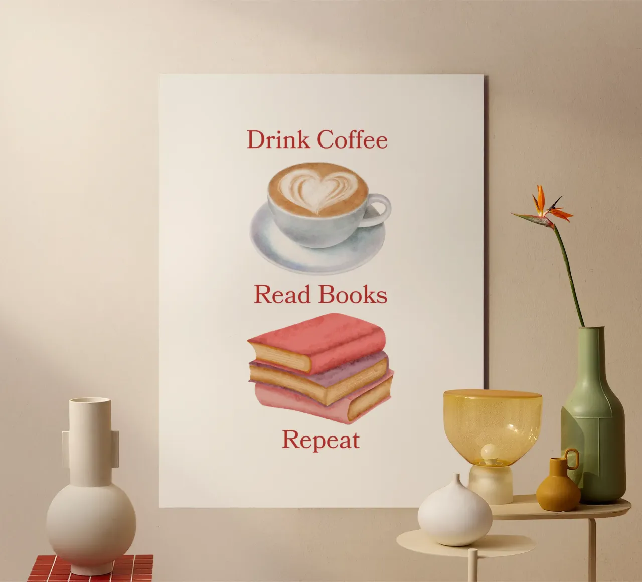 Drink Coffee Read Books Repeat alluminio dibond da FABOArt