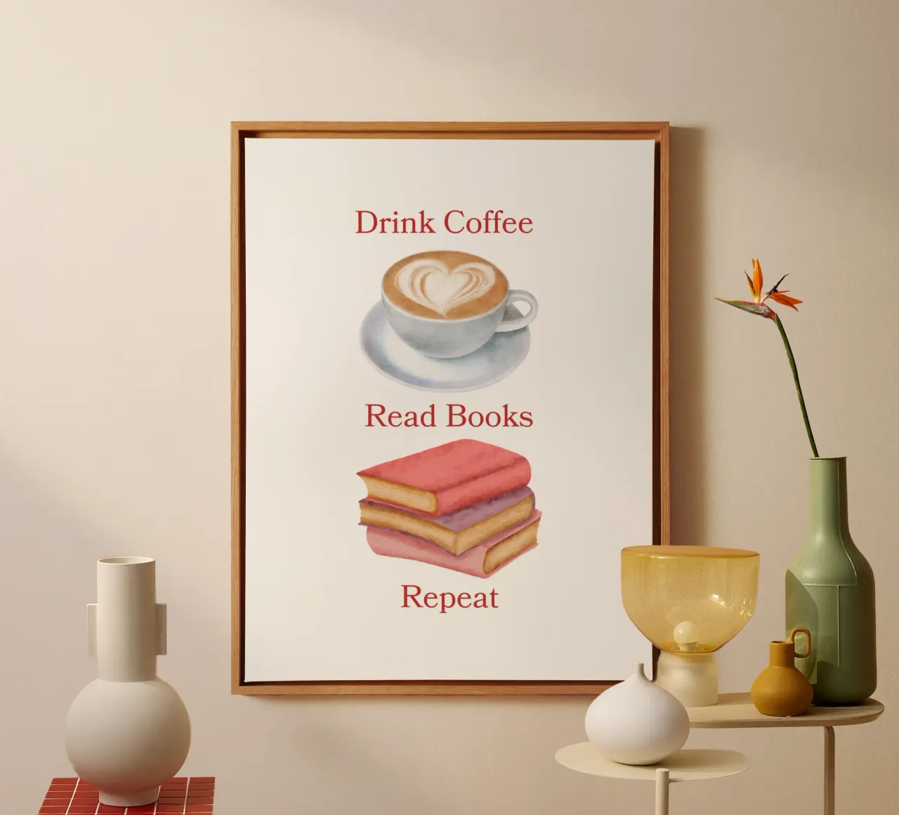 Drink Coffee Read Books Repeat tela da FABOArt