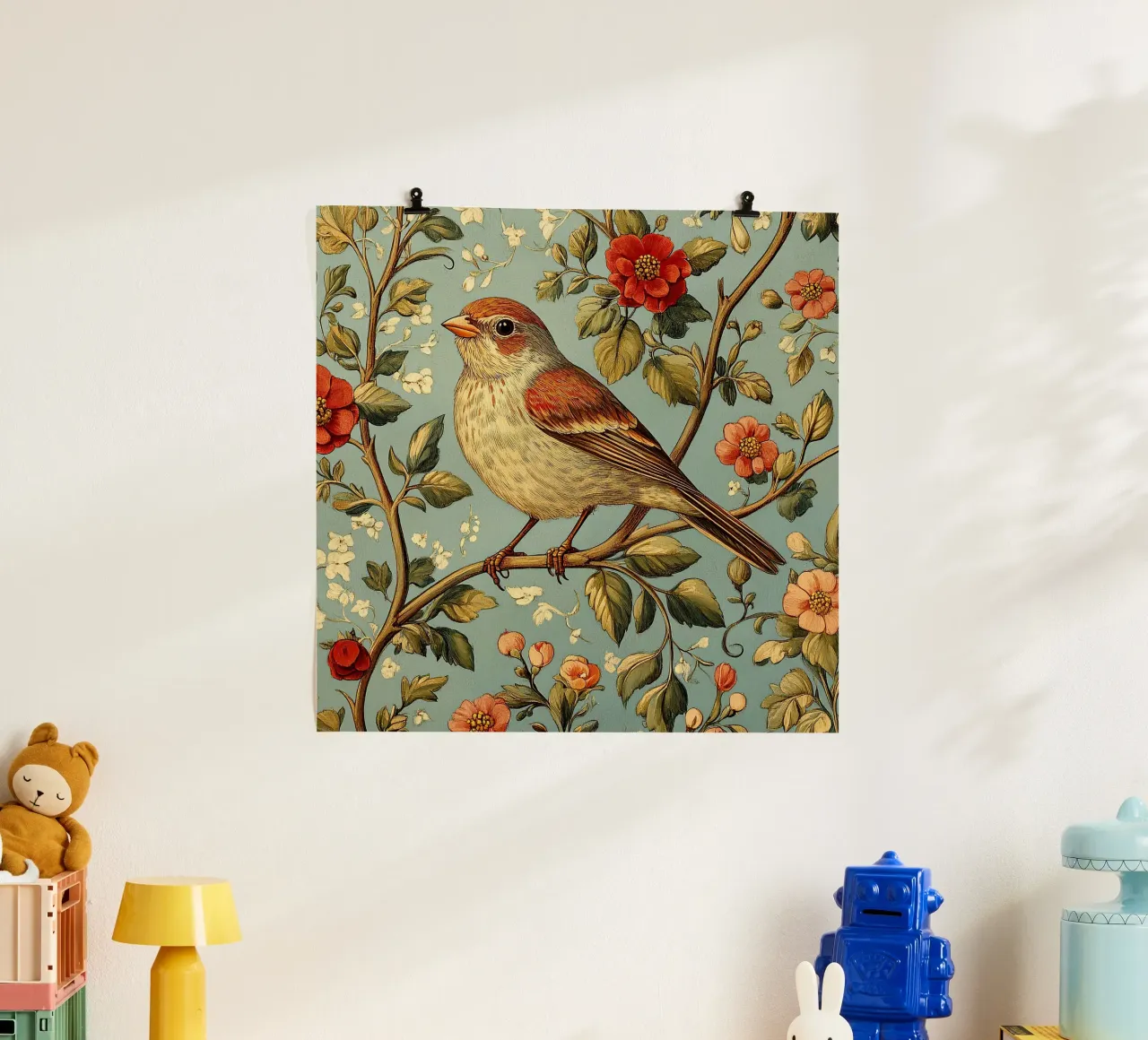 William Morris "Eleganza piumata poster con telaio in plastica da Botanical Art Studio