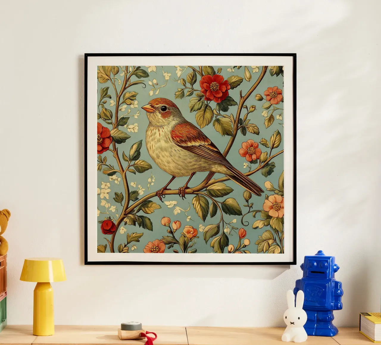 William Morris "Eleganza piumata poster con telaio in plastica da Botanical Art Studio