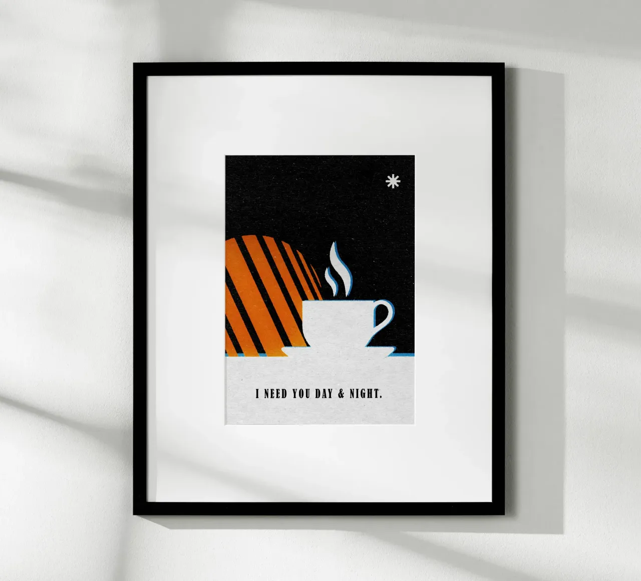 I Need You Day And Night poster con telaio in legno da lazydaypaper