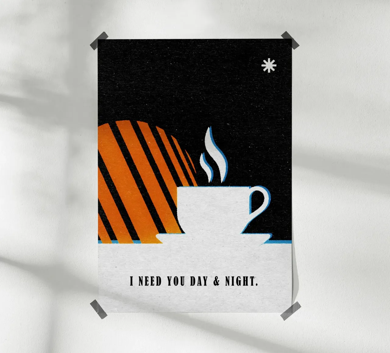 I Need You Day And Night poster con telaio in legno da lazydaypaper