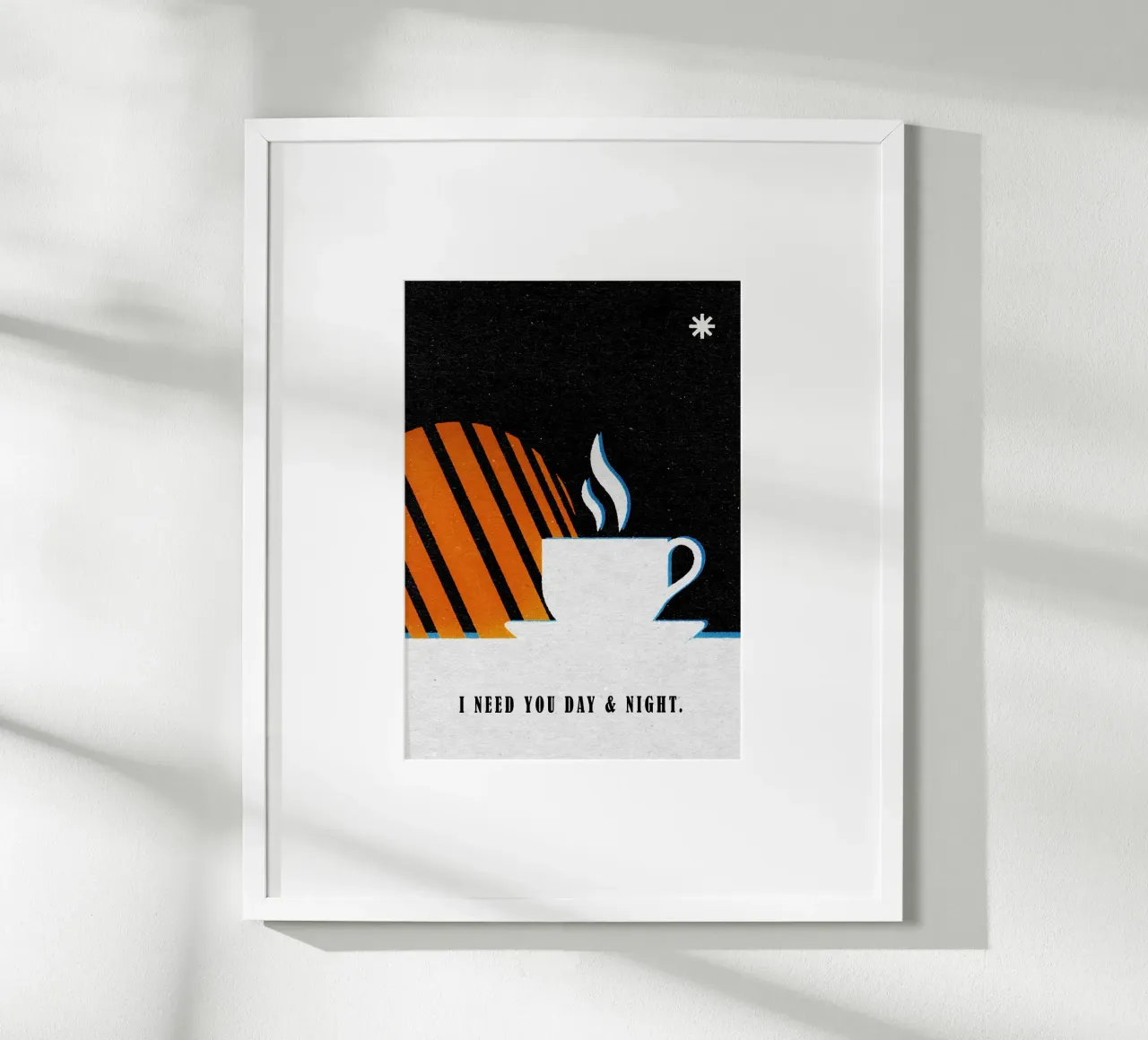 I Need You Day And Night poster con telaio in legno da lazydaypaper