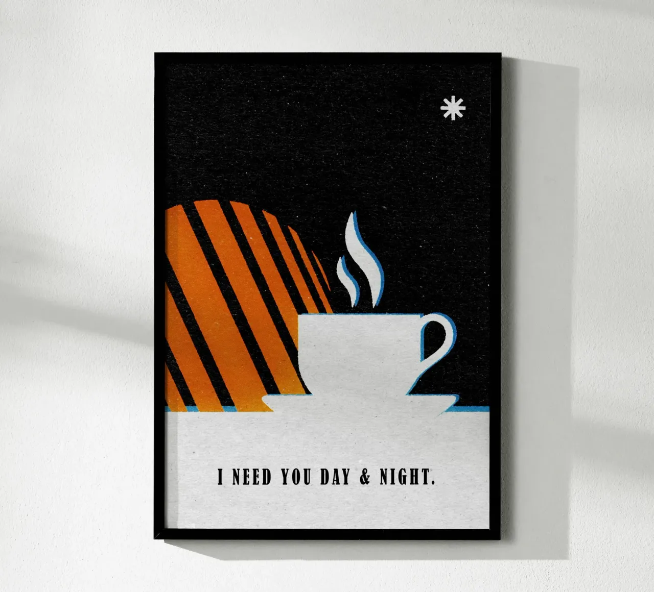 I Need You Day And Night poster con telaio in legno da lazydaypaper